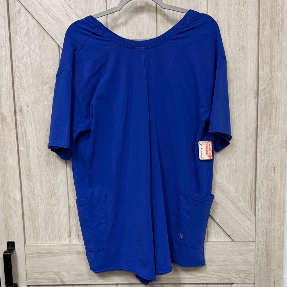 Free People Blue Short Sleeve Romper